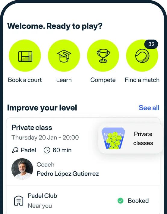 Playtomic-App auf dem Smartphone mit Buchungsübersicht